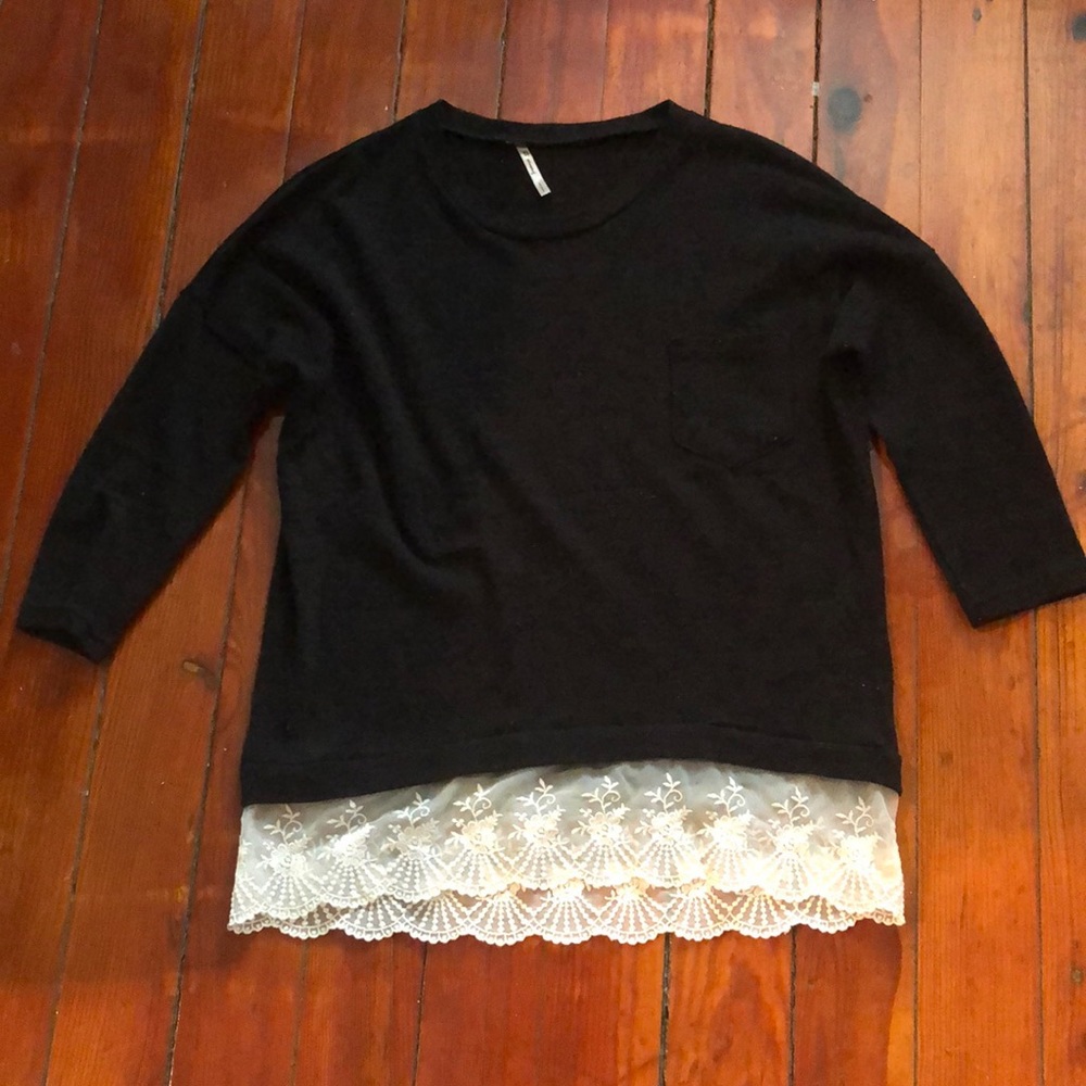3/$10 Black sweater with lace bottom